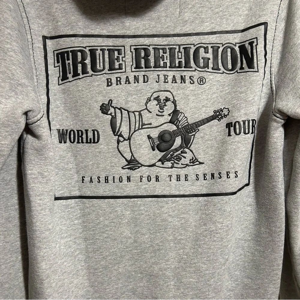 True Religion Men’s Big T‎ Zip Hoodie Full Zip Gray Size S